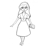 Dibujo para colorear Dibujo De Rubia Con Vestido Largo Para Colorear
