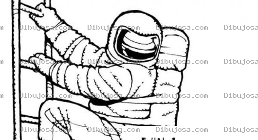 Dibujo para colorear Dibujo De Astronauta Bajando Una Escalera Para Pintar Y Colorear