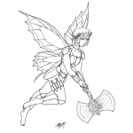 Dibujo para colorear Dibujo De Un Hada Con Hacha Para Colorear
