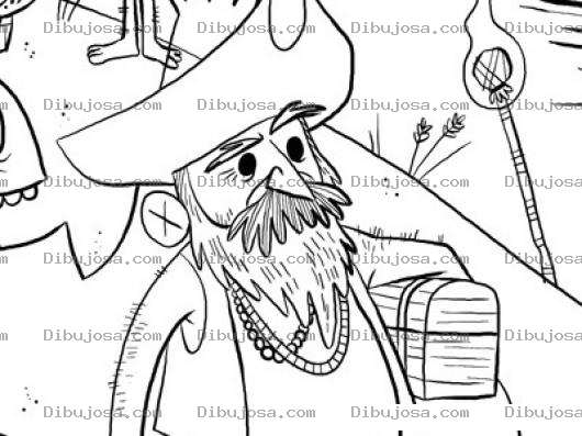 Dibujo para colorear Dibujo De Pirata Con Cofre Bajo El Brazo Para Pintar Y Colorear