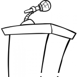 Dibujo para colorear Dibujo De Podium Con Microfono Para Pintar Y Colorear