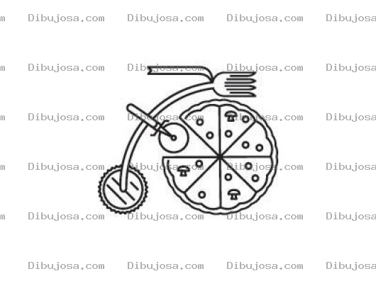 Dibujo para colorear Bicicleta De Pizza Para Pintar Y Colorear
