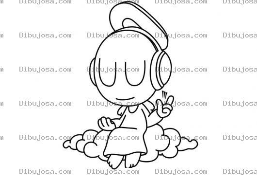 Dibujo para colorear Angelito Con Audifonos Para Colorear