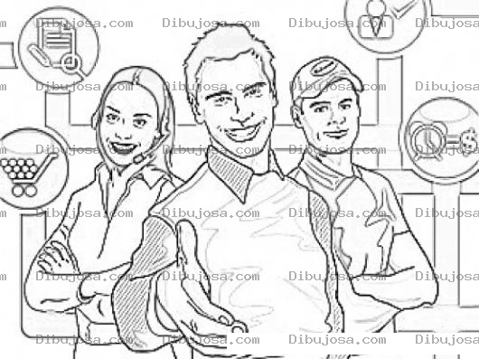 Dibujo para colorear Dibujo De Empleados Felices Para Pintar Y Colorear Equipo De Trabajo