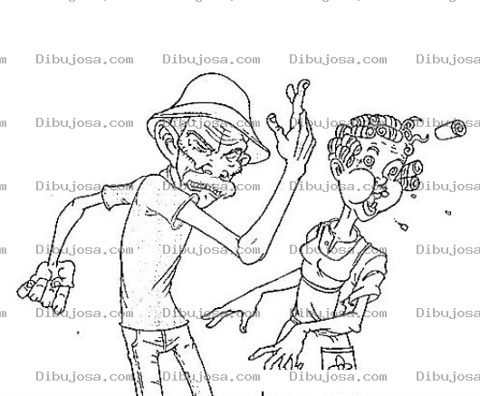 Dibujo para colorear Dibujo De Don Ramon Pegandole A Dona Florinda