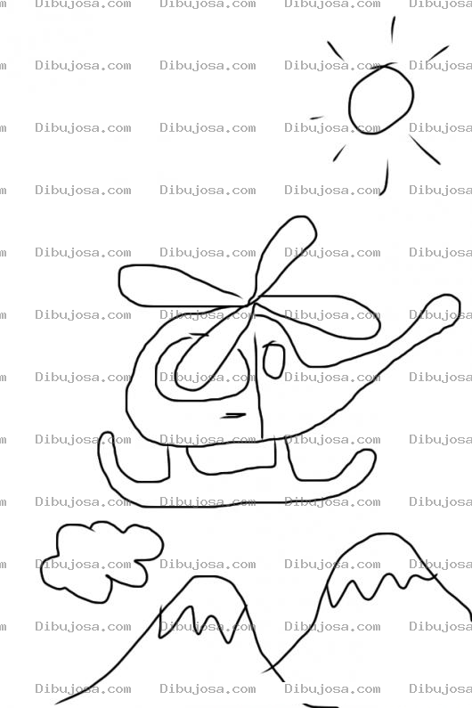 Dibujo para colorear Dibujo De Helicoptero Volando