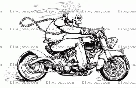 Dibujo para colorear Dibujo De Fantasma En Moto Para Pintar Y Colorear