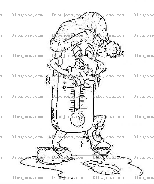 Dibujo para colorear Dibujo De Un Termometro Con Frio Para Pintar Y Colorear