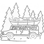 Dibujo para colorear Dibujo De Bus En El Bosque Para Pintar Y Colorear
