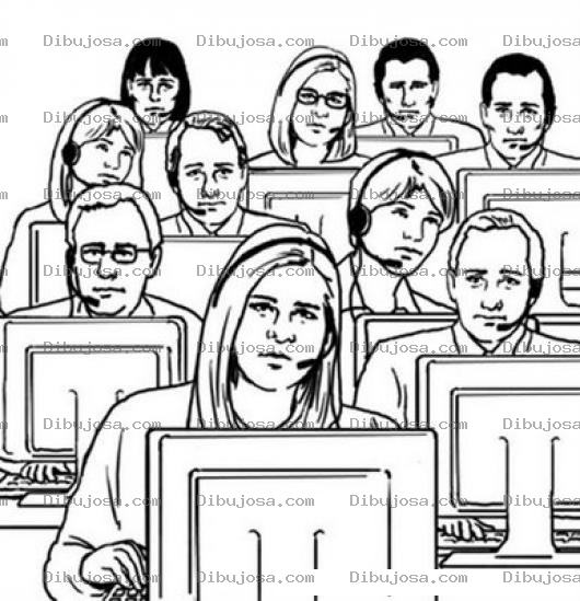 Dibujo para colorear Dibujo De Trabajadores En Call Center Para Pintar Y Colorear
