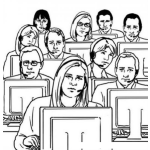 Dibujo para colorear Dibujo De Trabajadores En Call Center Para Pintar Y Colorear