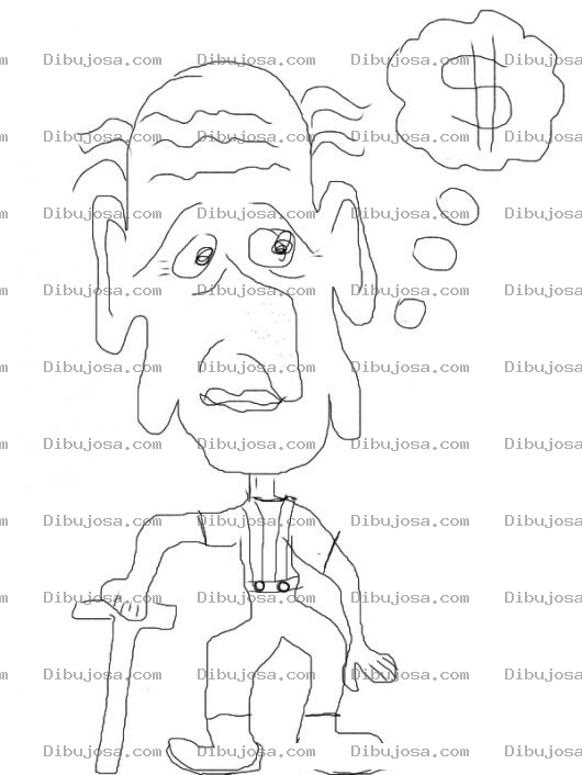 Dibujo para colorear Dibujo De Viejito Pensando En El Dinero Para Pintar Y Colorear Abuelito Con Baston Deseando Plata