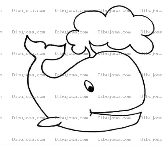Dibujo para colorear Dibujo De Ballena Con Un Pensamiento Para Pintar Y Colorear Ballena Sacando Agua