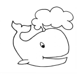 Dibujo para colorear Dibujo De Ballena Con Un Pensamiento Para Pintar Y Colorear Ballena Sacando Agua