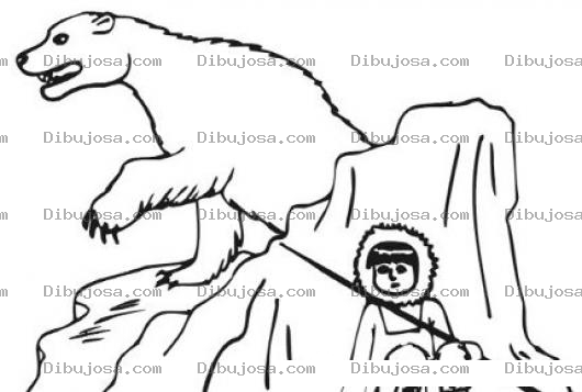 Dibujo para colorear Dibujo Esquimal Escondiendose De Un Oso Polar Para Colorear