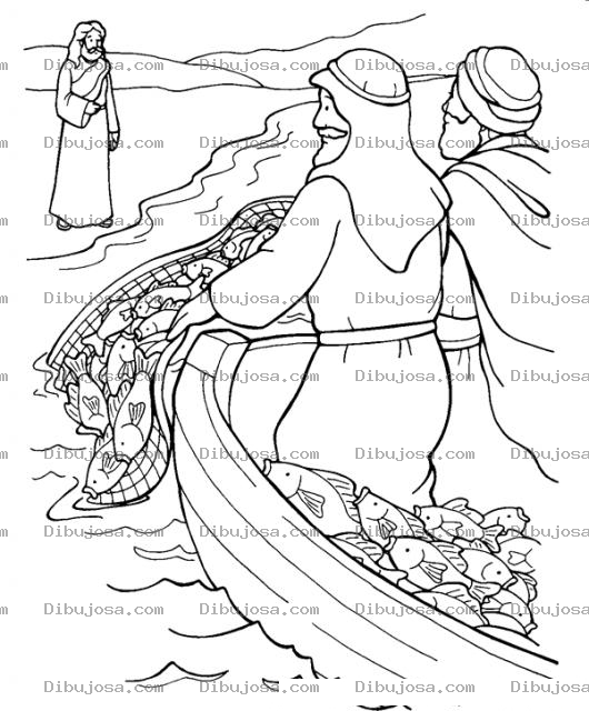Dibujo para colorear Dibujo De Jesus Con Los Pescadores Para Pintar Y Colorear