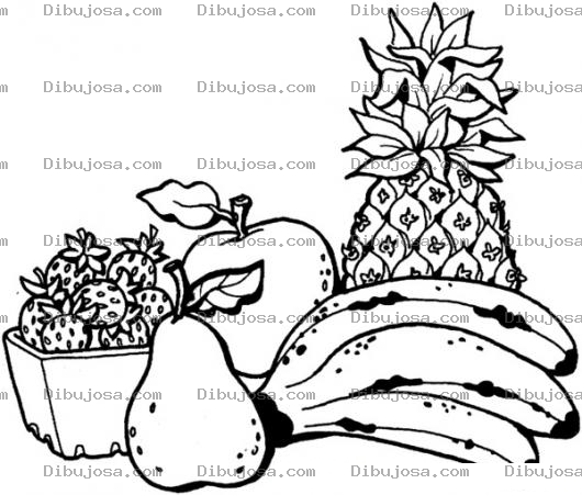 Dibujo para colorear Dibujo De Frutas Para Colorear Y Pintar Fresas Bananos Pera Manzana Y Pina
