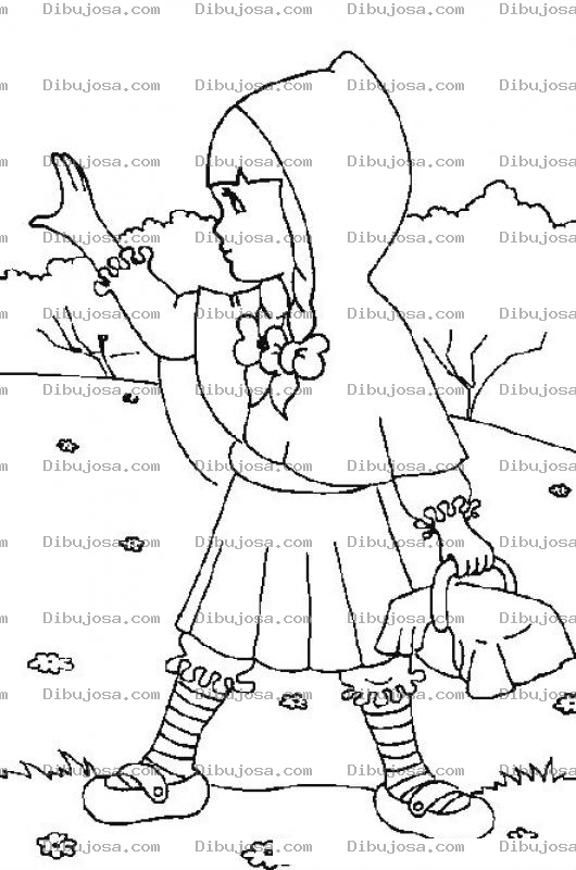 Dibujo para colorear Dibujo De Caperucita Roja Diciendo Adios Para Pintar Y Colorear