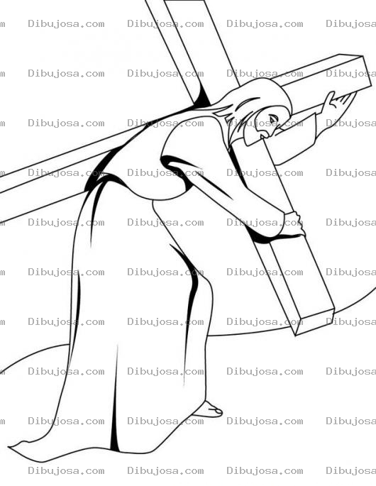 Dibujo para colorear Colorear a Jesus con su cruz