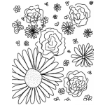 Dibujo para colorear Cuadro De Flores Rosas Girasol Margaritas Y Floresillas Silvestres Para Pintar Y Colorear
