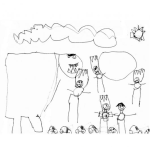 Dibujo para colorear Dibujo De Una Familia De Super Heroes Atacada Por Un Dinosaurio Para Pintar Y Colorear Dibujo Dibujado Por Samuel Josue Antwone En Abril Del 2013