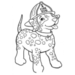Dibujo para colorear Perro Bombero Dibujo De Un Dalmata Con Casco De Bombero Para Pintar Y Colorear