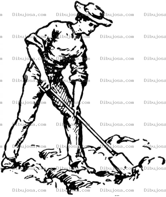 Dibujo para colorear Granjero Trabajano Para Pintar Y Colorear Hombre Granjeando Y Arando La Tierra