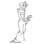 Dibujo para colorear Princesita Con Una Rosa Para Pintar Y Colorear