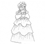 Dibujo para colorear Mujer Con Vestido De Capas Para Pintar Y Colorear