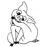 Dibujo para colorear Dibujo De Cerdo Mordiendose La Pata Para Pintar Y Colorear