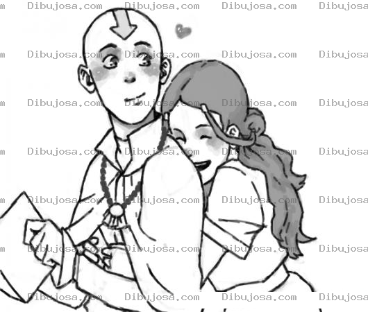 Dibujo para colorear Maestro Del Aire Con Su Novia Para Pintar Y Colorear