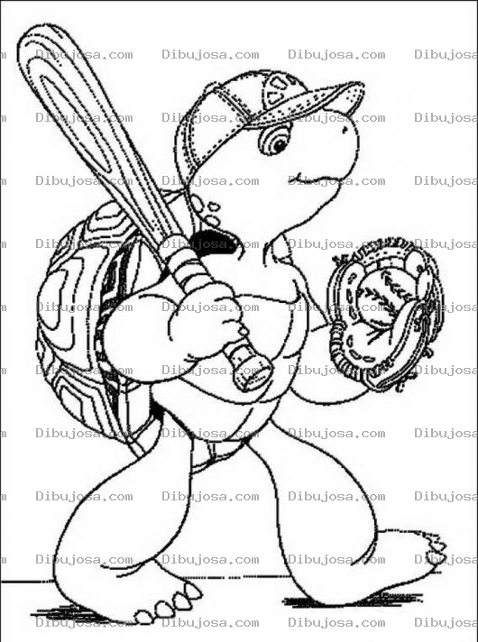 Dibujo para colorear Dibujo De La Tortuga Franklin Para Pintar Y Colorear Tortuga Beisbolista