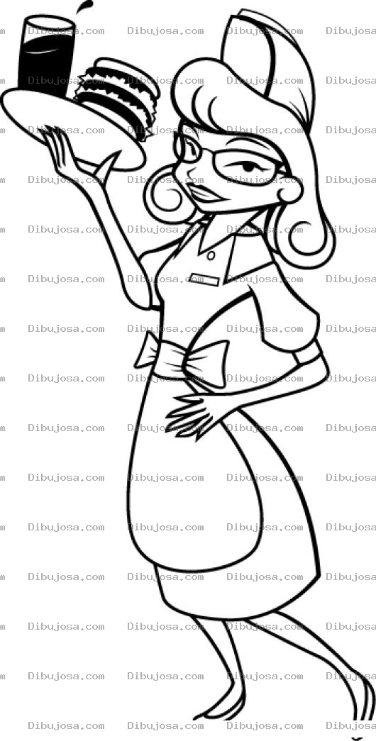 Dibujo para colorear Dibujo De Mesera De Cafeteria Para Pintar Y Colorear Mesera Con Hambuguesa Y Gaseosa