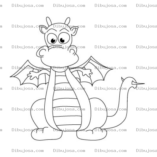 Dibujo para colorear Dibujo De Dragon Con Alas Cortas Para Pintar Y Colorear Dragoncito Chistoso