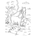 Dibujo para colorear Dibujo De Caballo En Finca Para Pintar Y Colorear