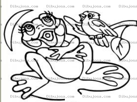 Dibujo para colorear Dibujo De Rana Y Pajaro Cantando Juntos Para Pintar Y Colorear