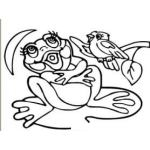 Dibujo para colorear Dibujo De Rana Y Pajaro Cantando Juntos Para Pintar Y Colorear