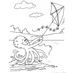 Dibujo para colorear Dibujo De Pulpo Volando Cometa Para Pintar Y Colorear Pulpo Y Barrilete