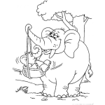Dibujo para colorear Dibujo De Mama Elefanta Jugando Con Su Hijo Elefantito Para Pintar Y Colorear