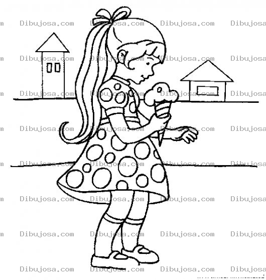 Dibujo para colorear Dibujo De Nina Con Helado De Crema Y Cono Para Pintar Y Colorear Helado Cremoso