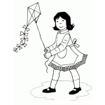 Dibujo para colorear Dibujo De Nina Volando Cometa Para Colorear