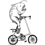 Dibujo para colorear Pescado En Bicicleta Para Pintar Y Colorear