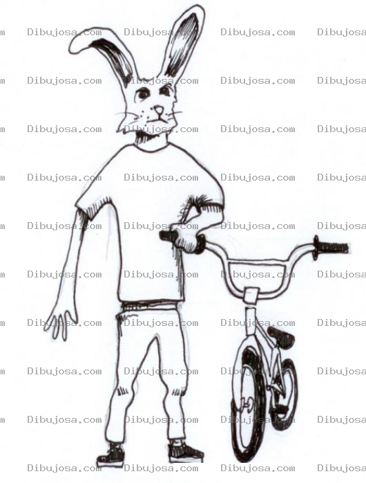 Dibujo para colorear Dibujo De Conejo Con Bicicleta Para Pintar Y Colorear