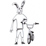 Dibujo para colorear Dibujo De Conejo Con Bicicleta Para Pintar Y Colorear