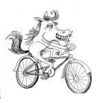 Dibujo para colorear Dibujo De Caballo Manejando Bicicleta Para Pintar Y Colorear