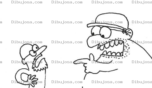 Dibujo para colorear Dibujo De Un Gordo Abusivo Burlandose De Un Viejito Para Pintar Y Colorear