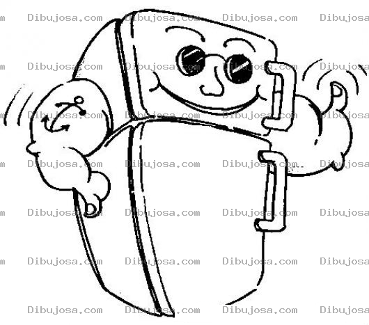 Dibujo para colorear Dibujo De Refrigerador Musculoso Para Pintar Y Colorear Nevera De Fisiculturista Llena De Proteinas