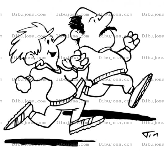 Dibujo para colorear Dibujo De Esposos Corriendo Juntos Para Pintar Y Colorear Pareja Trotando