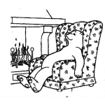 Dibujo para colorear Dibujo De Un Oso En Una Sala Sentado En Un Sillon Frente A La Chimenea Para Pintar Y Colorear