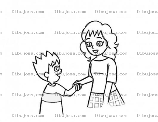 Dibujo para colorear Dibujo De Alumno Y Maestra Para Pintar Y Colorear
